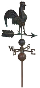 Antique Copper Rooster Weathervane, 19th c., H.- 52 in., W.- 24 in., D.- 18 in.