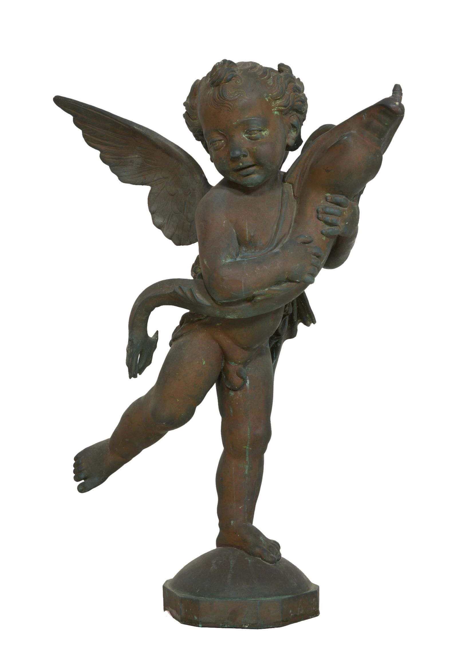 After Andrea del Verrocchio (Italian, 1435-1488), Cherub with Dolphin Bronze Fountain, mid to late (1 of 4)