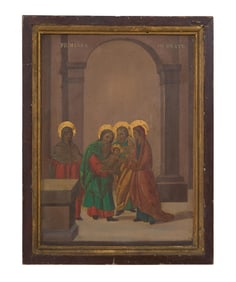 Romanian School (19th Century), Double Sided New Testament Religious Painting, Sight- H.- 13 3/4