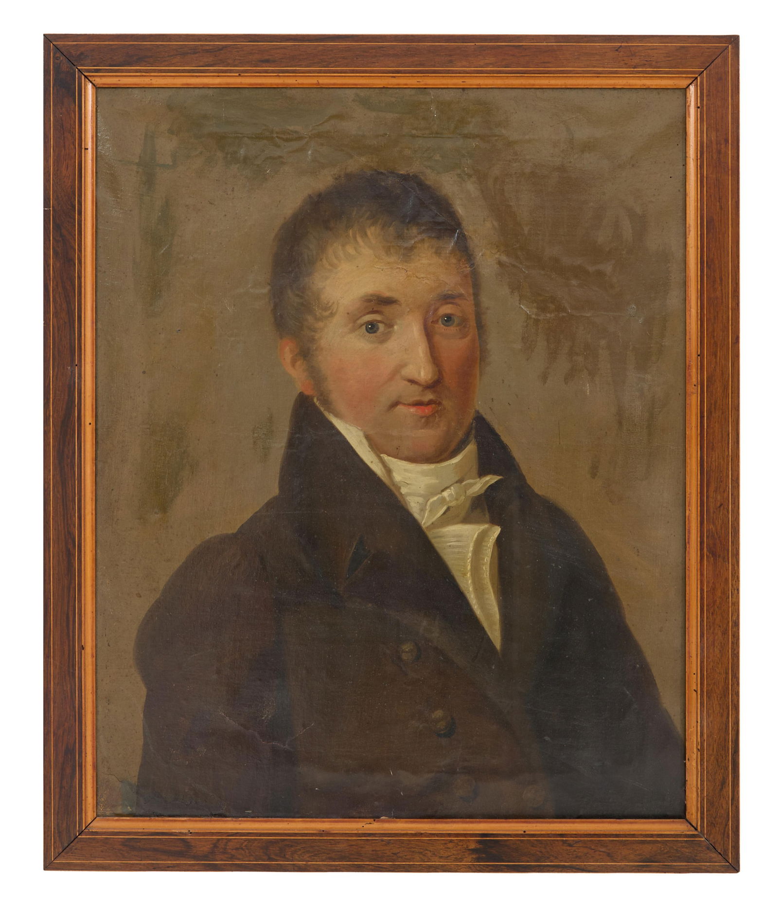 French School (Early 19th Century), "Portrait of Andre Vienot de Vaublanc, Mayor of Montargis: French School (Early 19th Century), "Portrait of Andre Vienot de Vaublanc, Mayor of Montargis (1777-1866)," oil on linen, unsigned, presented in a wood frame with a gilt liner, H.- 23 in., W.- 19 in.,