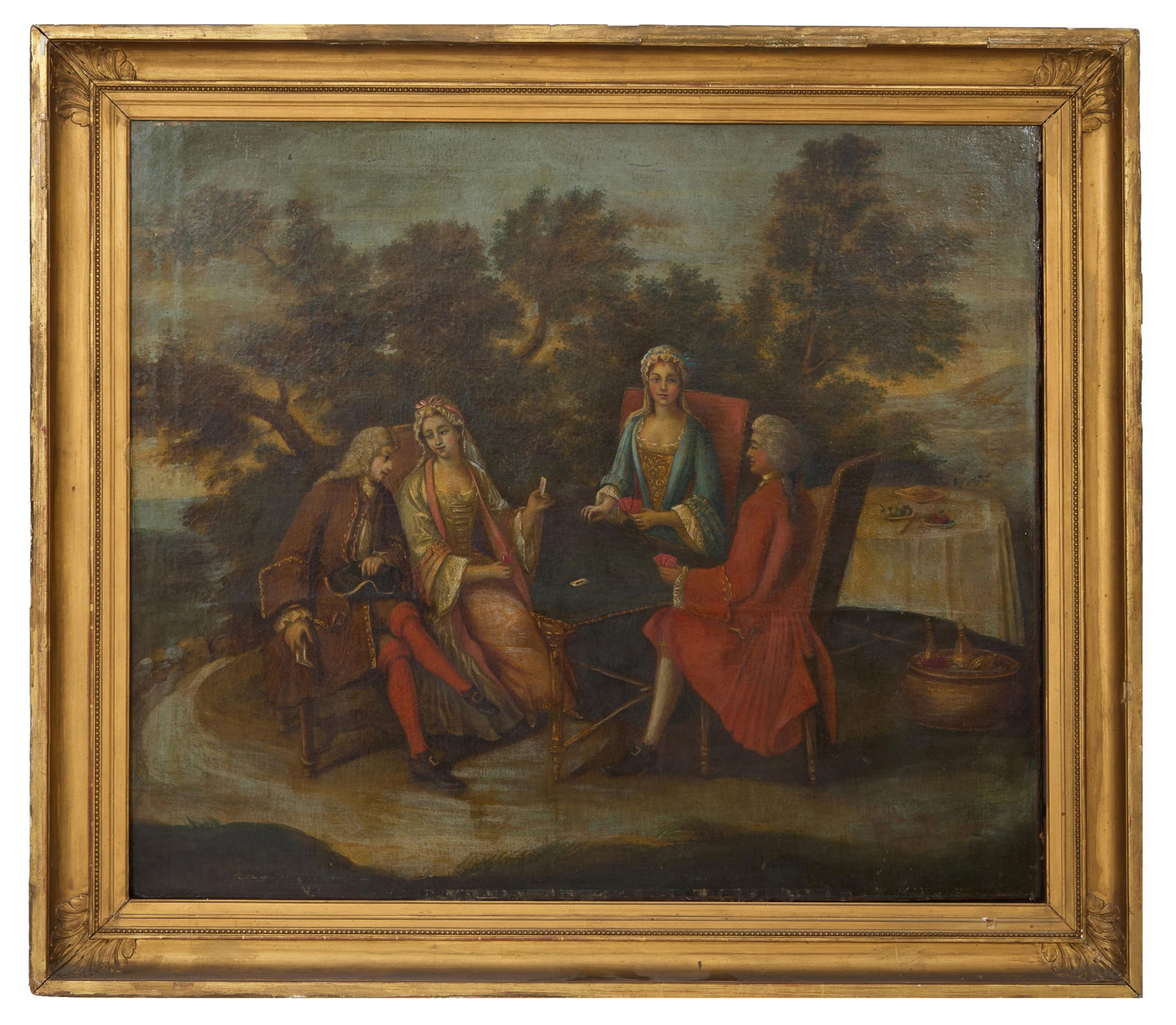 Follower of Nicolas Lancret (French, 1690-1743), "After Luncheon Card Game," H.- 32 in., W.- 37 1/2 (1 of 3)