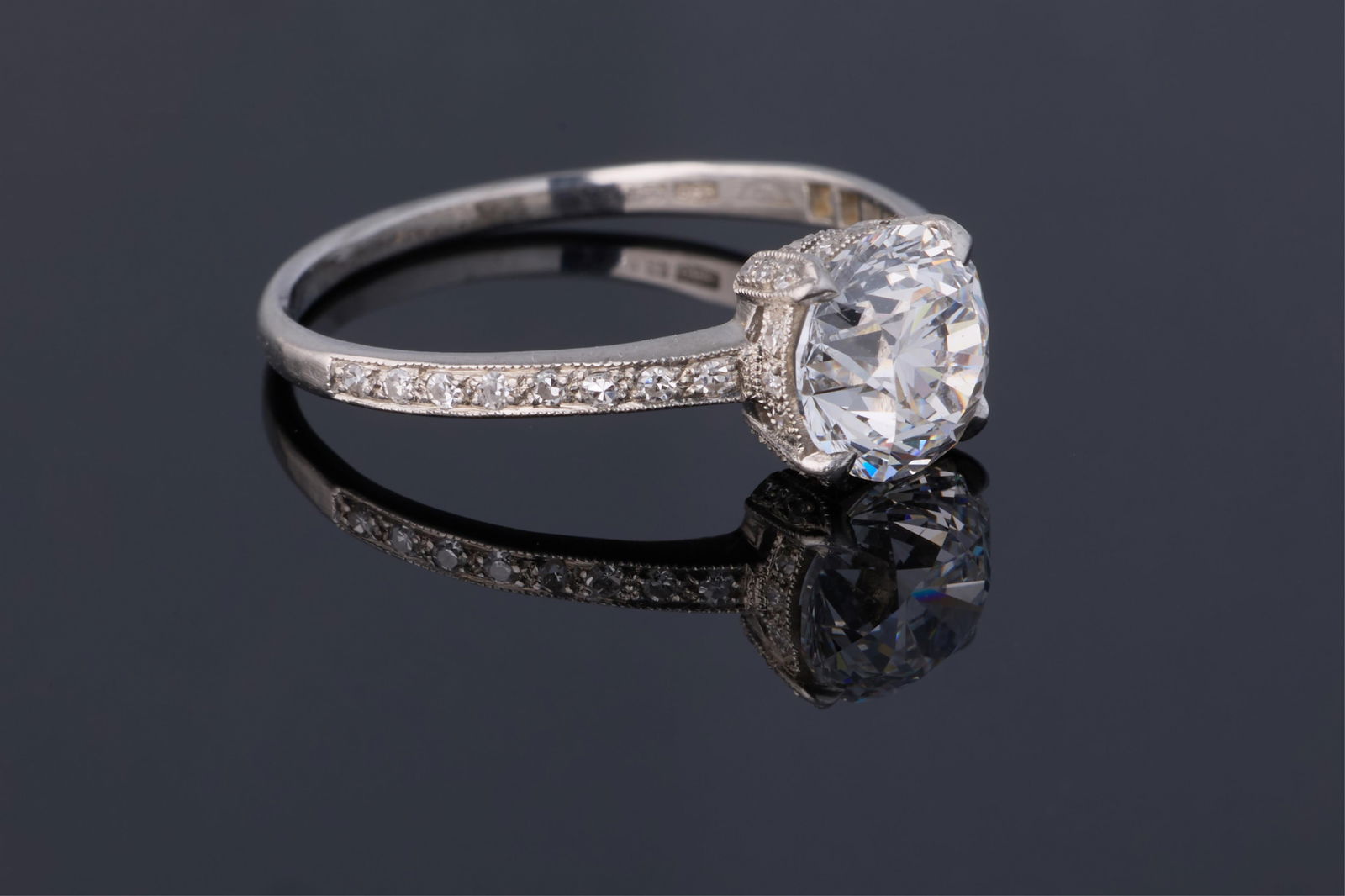 Lady's Platinum Diamond Solitaire Ring, Total Diamond Wt.- 1.80 carats, Size- 7 1/4, with appraisal. (1 of 3)