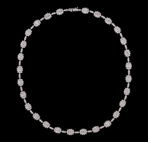 18K Gold Diamond Link Necklace, Total Diamond Wt.- 18.22 carats, L.- 16 1/2 in., with AIGL