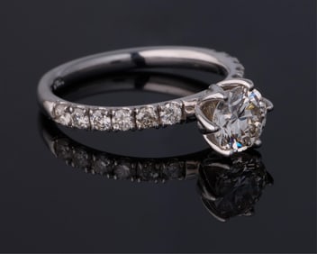 Ladies' 14K White Gold Diamond Solitaire Ring, Total Diamond Wt.- 1.51 carats, Size- 7, with AIGL
