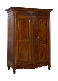 French Provincial Louis XV Style Carved Walnut Armoire, mid 19th c., H.- 85 in., W.- 63 in., D.- 29