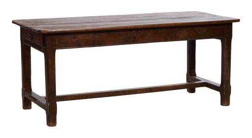 French Provincial Walnut Farm Table, mid 19th c., H.- 30 in., W.- 71 1/2 in., D.- 30 in.