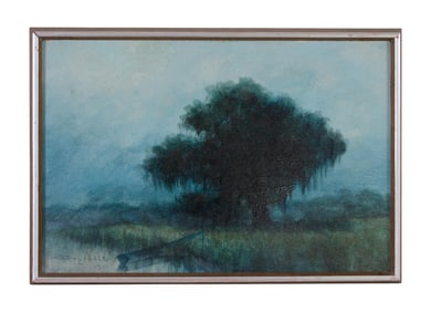 Alexander John Drysdale (American/Louisiana, 1870-1934), "Bayou Scene with Boat," 1911, H.- 12 1/4
