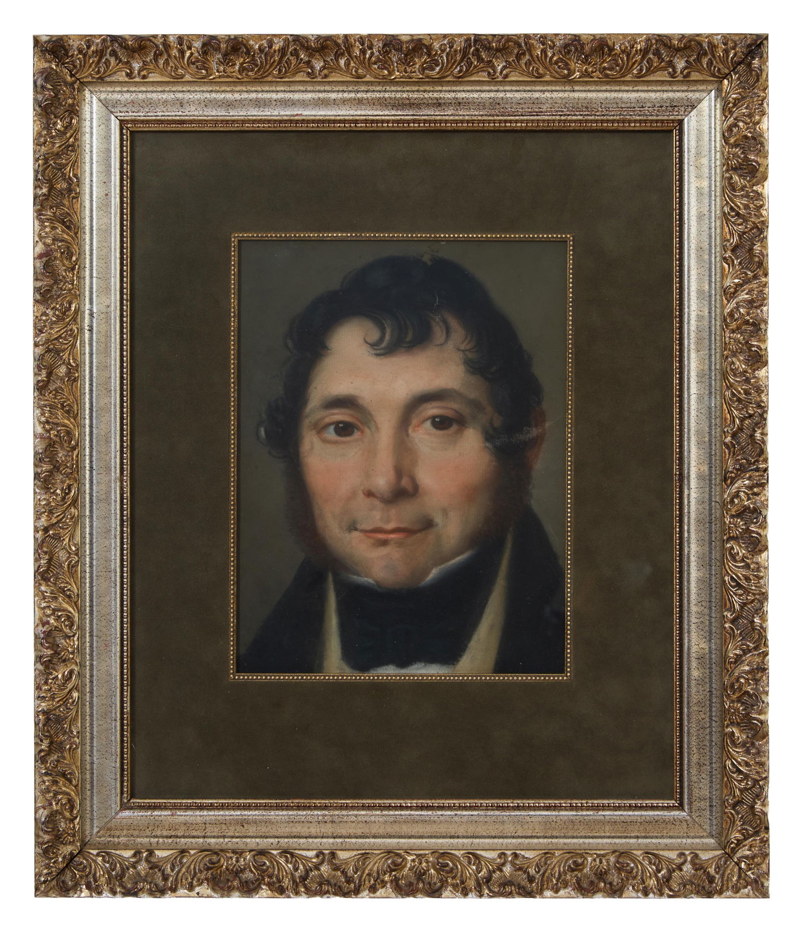 French/Louisiana School (19th Century), "Portrait of a Man," H.- 11 in., W.- 8 3/4 in., Framed- H.- (1 of 3)
