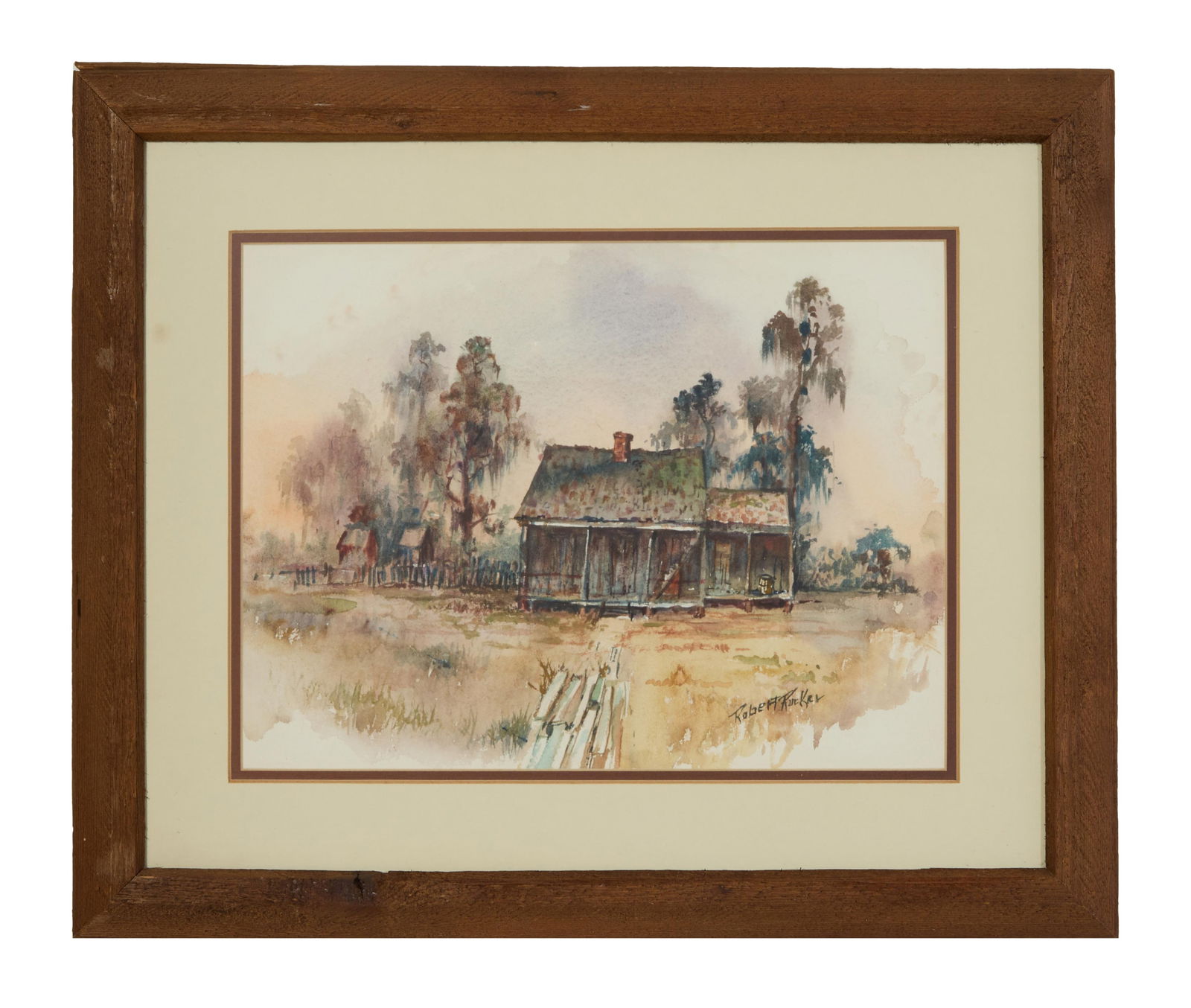 Robert Rucker (American/Louisiana, 1932-2001), "Cabin Scene," Sight- H.- 10 1/4 in., W.- 14 in., (1 of 4)