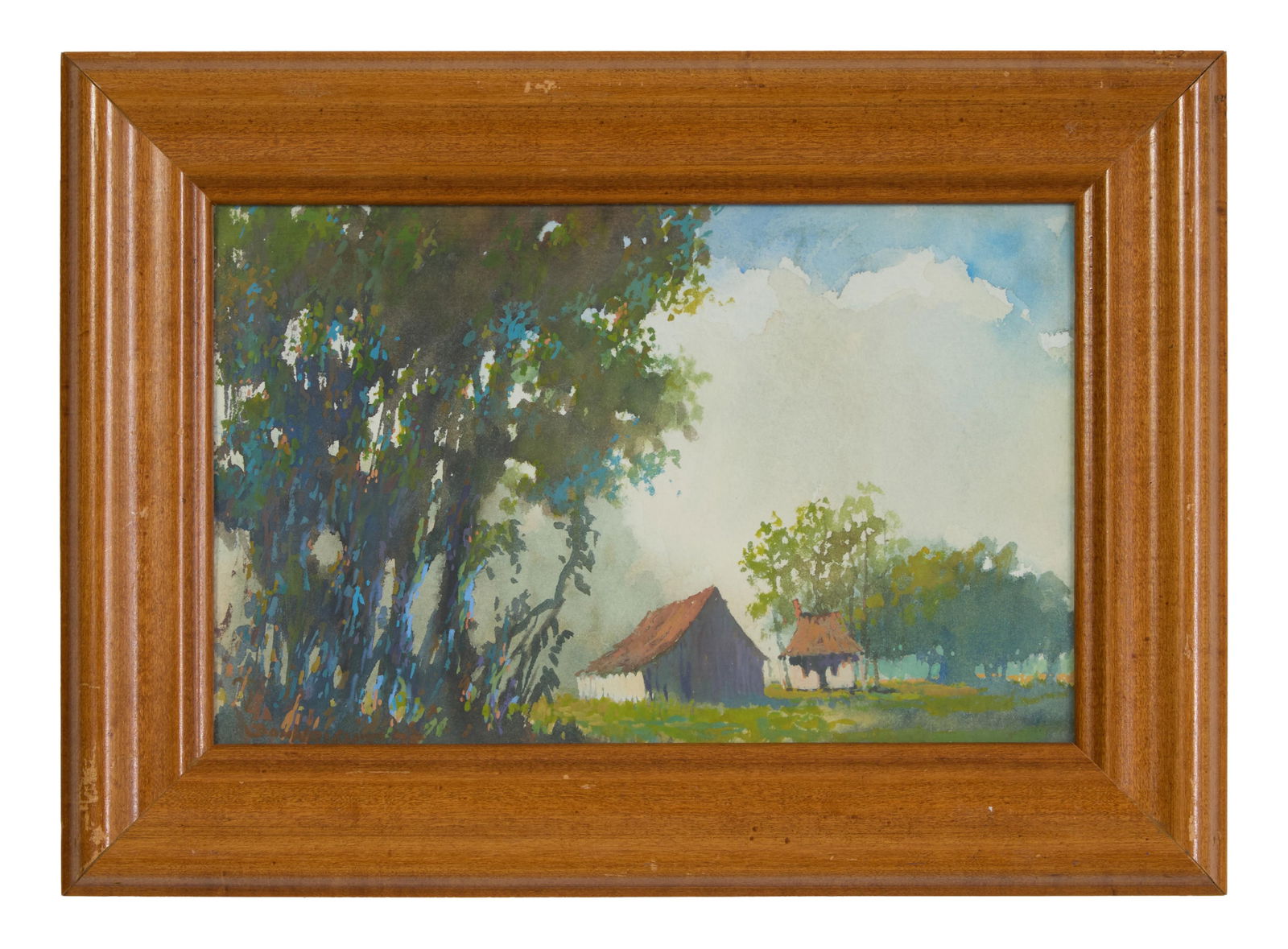 Don Wright (American/Louisiana, 1938-2007), "Landscape with Cottage and Barn," 1975, Sight- H.- 6 (1 of 4)