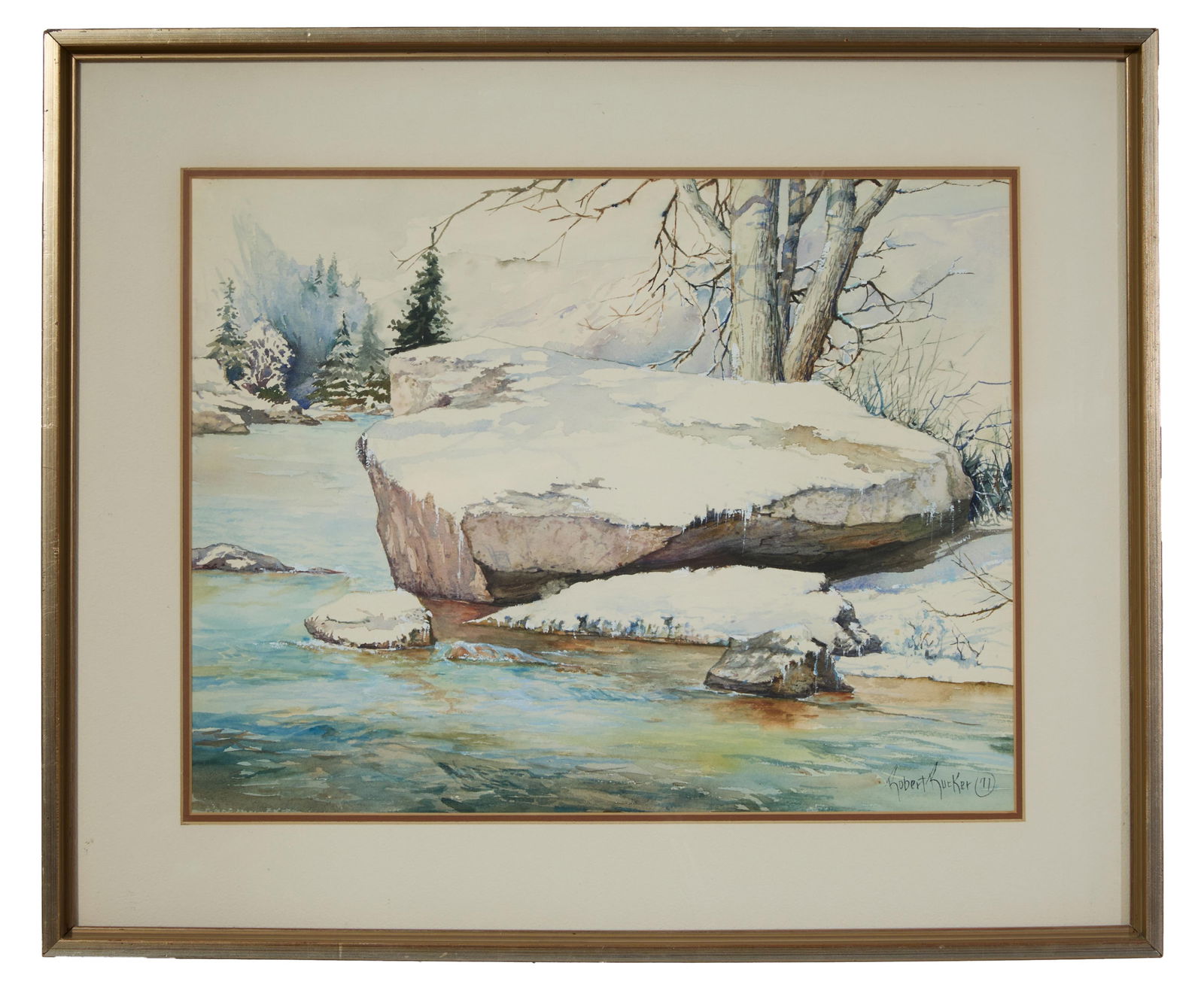 Robert Rucker (American/Louisiana, 1938-2001), "Winter Landscape with Snow," 1971, Sight- H.- 13 1/2 (1 of 4)