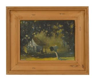 Don Wright (American/Louisiana, 1938-2007), "Swamp Scene with Cottage and Mailbox," 1975, H.- 9 in.,