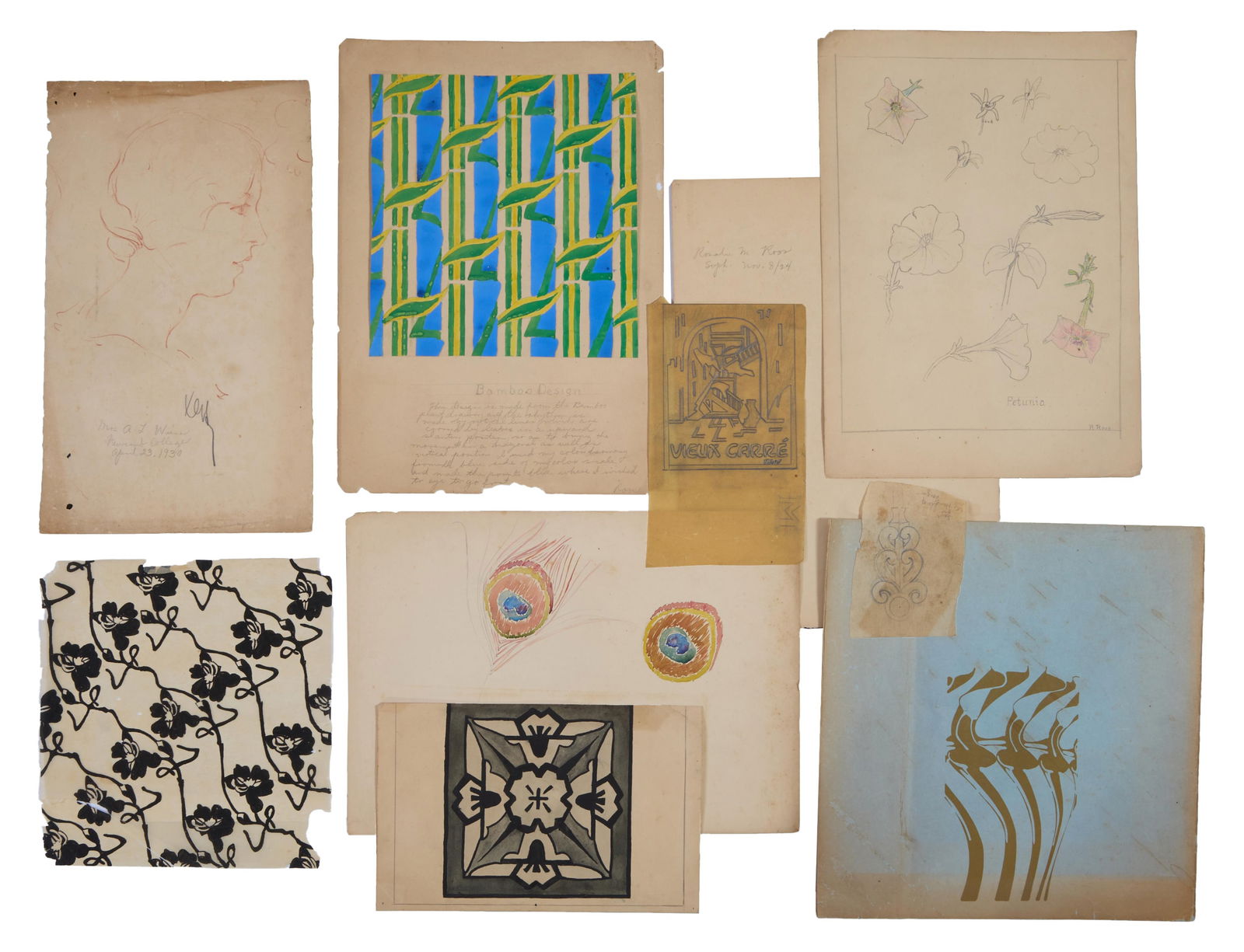 Rosalie Roos Wiener (American/New Orleans, 1899–1982), Collection of Newcomb Student Sketches, c. (1 of 20)