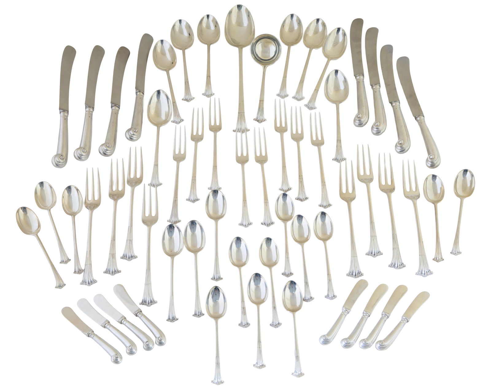 Fifty-Eight Piece Set of Sterling Flatware, Retailed by Marshall Fields, London, 1953, App. Total (1 of 7)