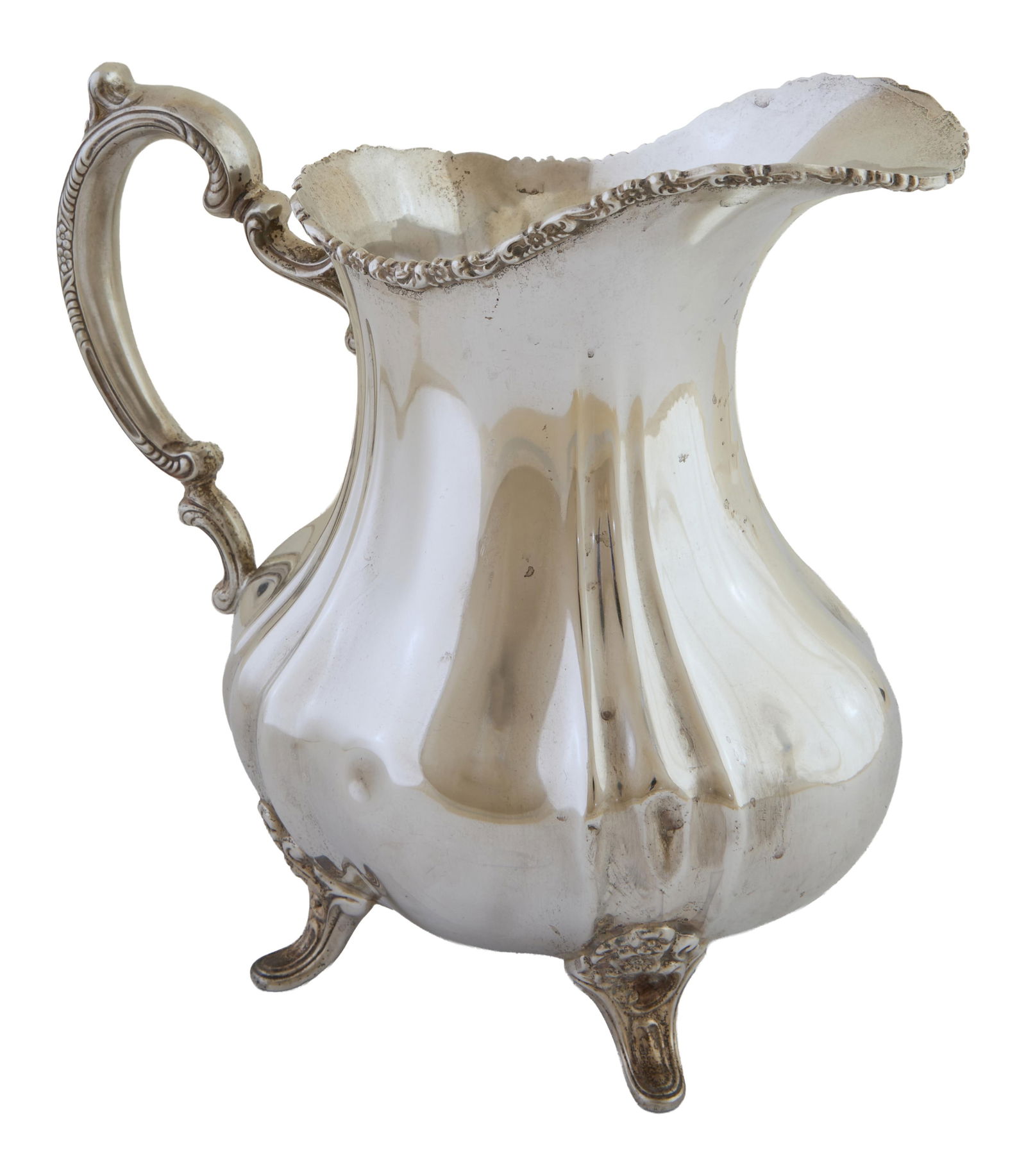 American Sterling Water Pitcher, 20th c., H.- 8 3/4 in., W.- 9 1/2 in., D.- 5 1/2 in., App. Total (1 of 3)