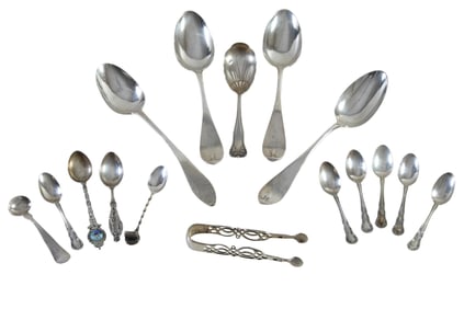 Sixteen Pieces of Silver Flatware, App. Total Sterling Wt.- 8.20 Troy oz.; App. Coin Silver Wt.-