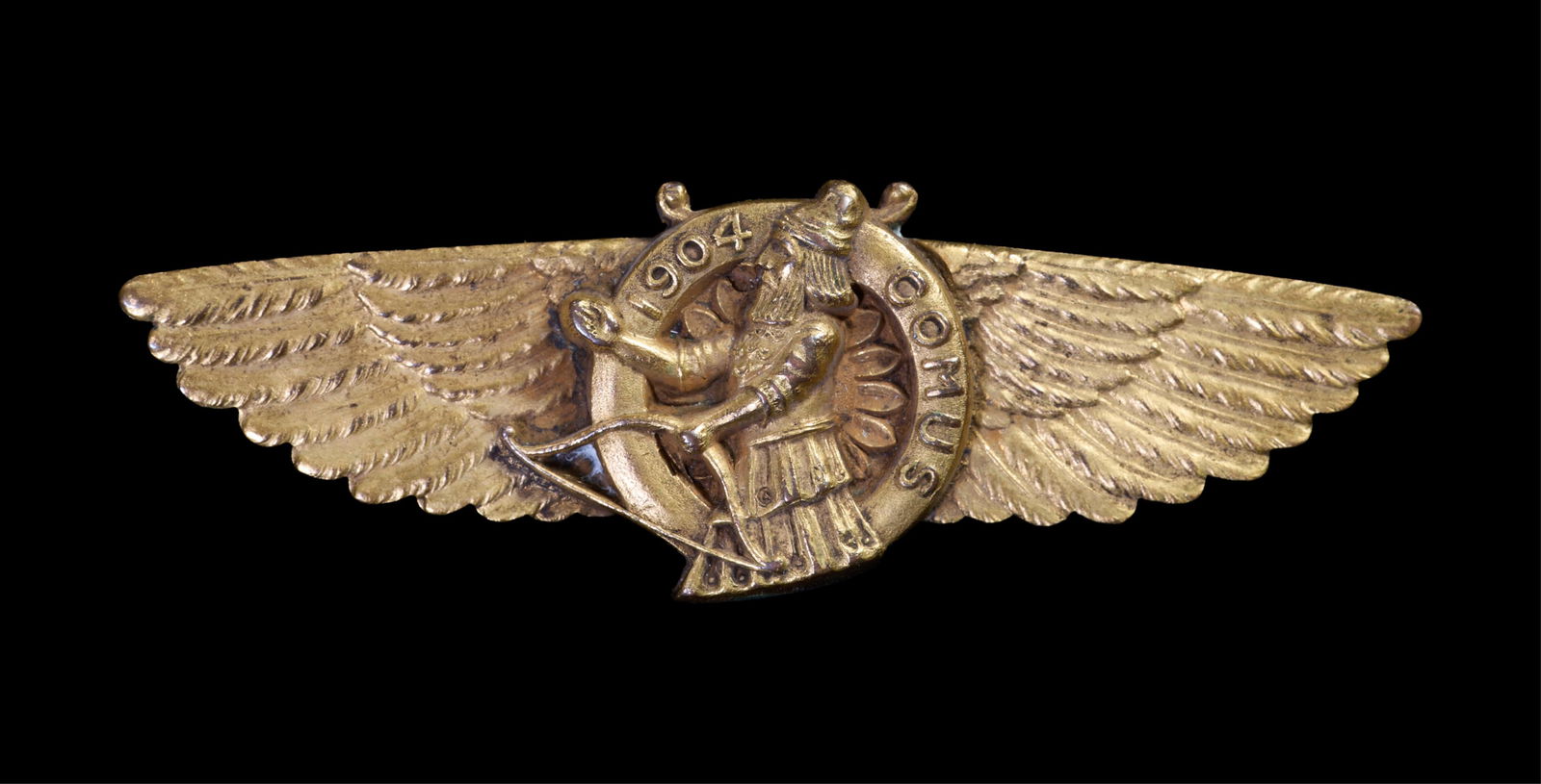 Mardi Gras Ball Favor Pin, Mistick Krewe of Comus, 1904, H.- 15/16 in., W.- 2 7/8 in. (1 of 1)