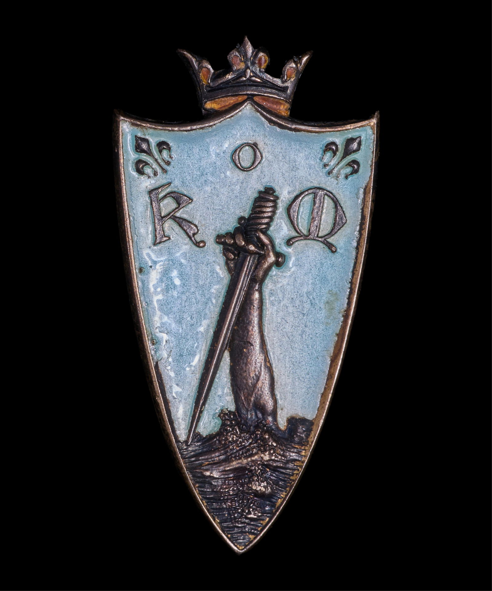 Two Mardi Gras Ball Favor Pins, Knights of Momus, 1900 and 1902, 1900- H.- 1 1/2 in., W.- 3/4 in.; (1 of 3)