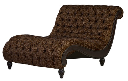 Whimsical Leopard Print Double Chaise Lounge, late 20th c., H.- 44 in., W.- 54 in., D.- 74 in.