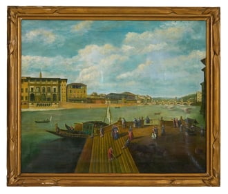 After Thomas Patch (English/Florence, 1725-1782), "View of Florence from the Arno River with the