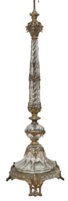 French Gilt Bronze and Crystal Floor Lamp, probably Baccarat, mid-20th c., H.- 68 1/4 in., Dia.- 20