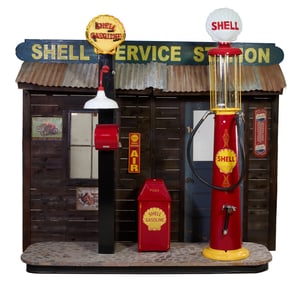 Life Size Shell Oil Filling Station Diorama, by McLaren Classic Restorations, Approximate Overall-