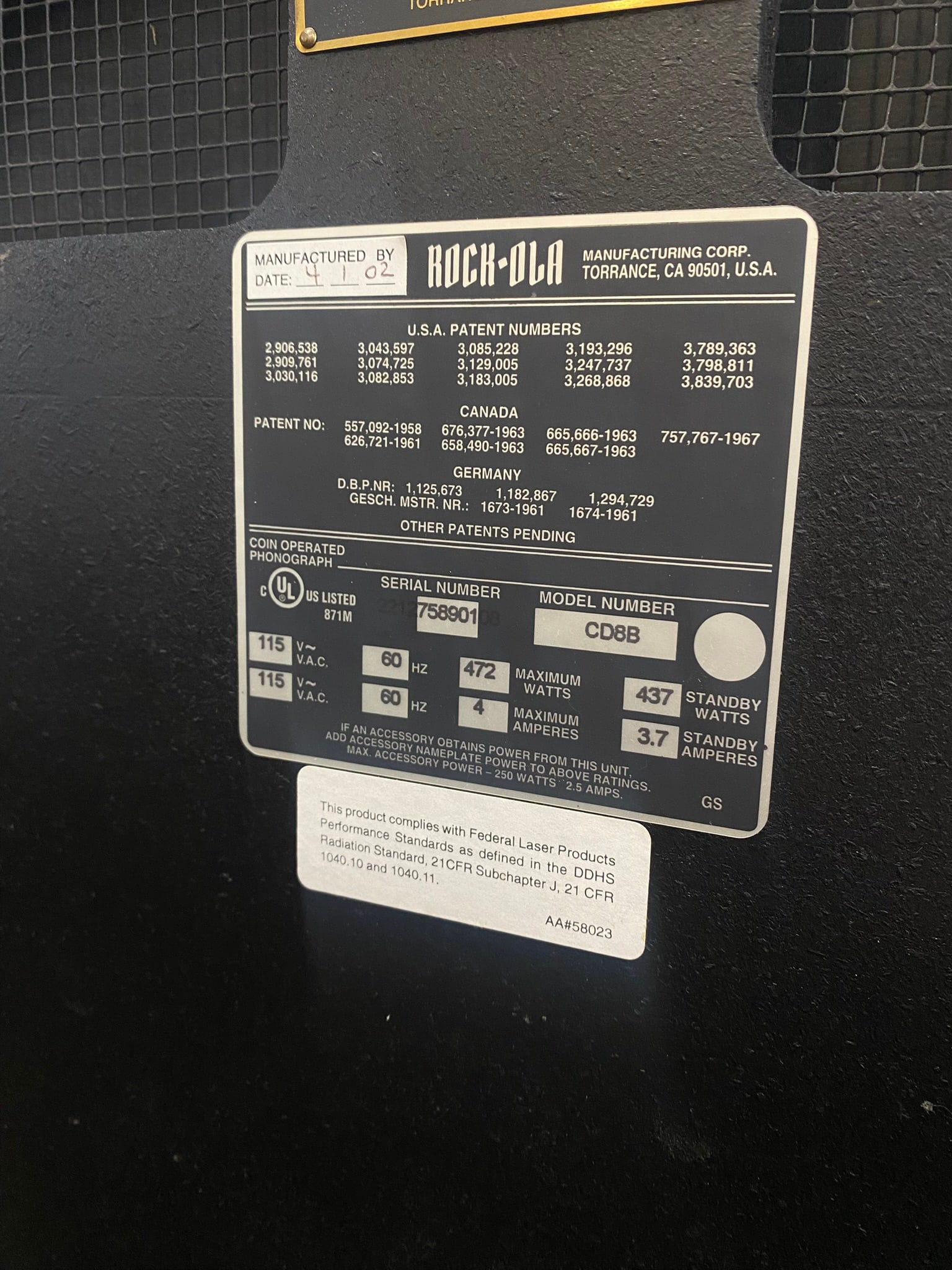 Rock-Ola CD Jukebox, early 21st c., H.- 61 1/4 in., W.- 33 in., D.- 26 in. - 8