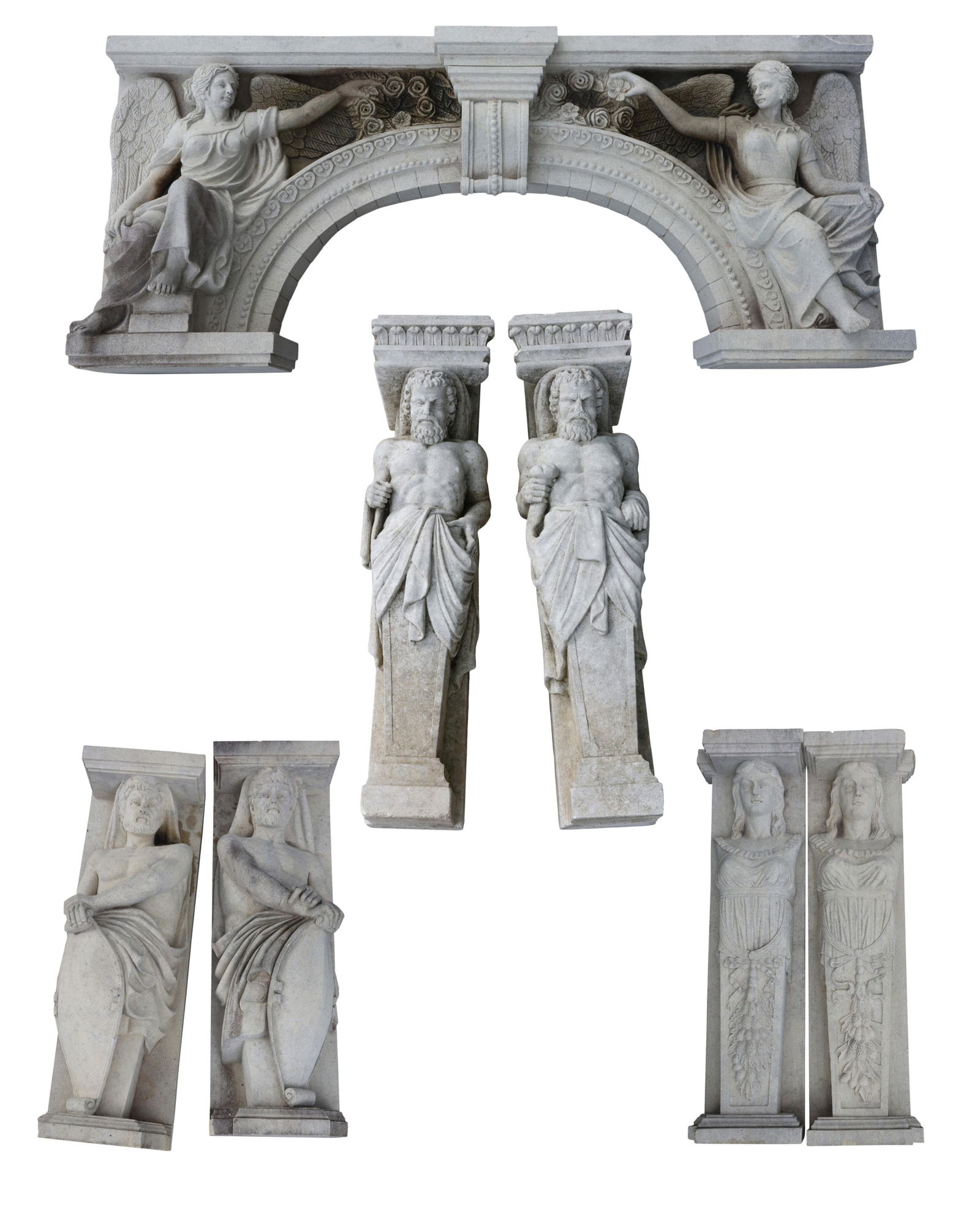 Classical Style Cast Stone Architectural Elements, 20th c., Arch- H.- 35 1/2 in., W.- 83 in., D.- 16 (1 of 20)