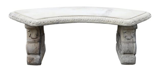 Cast Stone Garden Bench, 20th c., H.- 18 1/2 in., W.- 54 in., D.- 20 in.