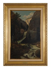 Thomas Hill (British/California, 1829-1908), "Nevada Falls, Yosemite," H.- 30 1/4 in., W.- 19 in.,