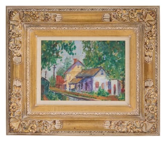 Charles Camoin (French, 1879-1965), "Petits Maisons," H.- 10 1/2 in., W.- 14 1/4 in., Framed- H.- 21