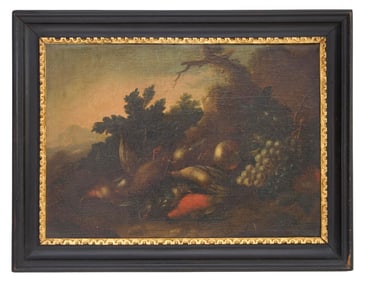 Italian School (18th Century), "Still Life with Dead Fowl and Fruit," H.- 17 1/2 in., W.- 24 1/2