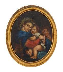 After Raphael (Italian, 1483-1520), "Madonna della Seggiola," late 19th c., H.- 16 1/4 in., W.- 12