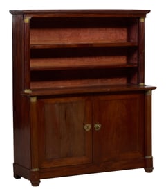 French Empire Style Ormolu Mounted Walnut Cabinet, mid 19th c., H.- 55 1/2 in., W.- 48 in., D.- 15