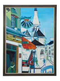Rene Couturier (French, 1933-2008), "L'Eglise Saint Severin, Paris," H.- 48 in., W.- 36 in., Framed-