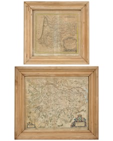Two Old World Maps of France, First- Plate- H.- 17 3/4 in., W.- 21 3/4 in., Framed- H.- 22 1/2 in.,