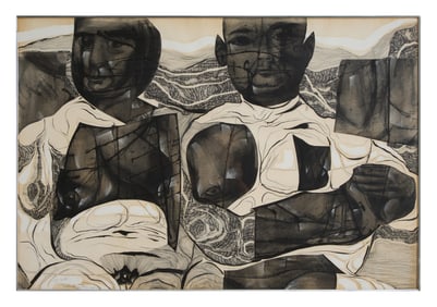 Paul Arthur Dufour (American/Louisiana/New Hampshire, b. 1922), "The Couple," 1965, Sight- H.- 27