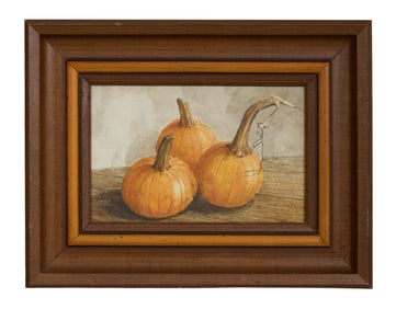 Don Reggio (American/Louisiana, b. 1950), "Pumpkins," Sight- H.- 5 1/2 in., W.- 8 5/8 in., Framed-