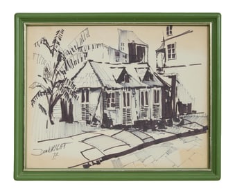 Don Wright (American/Louisiana 1938-2007), "French Quarter Scene," 1972, Sight- H.- 7 1/2 in., W.- 9
