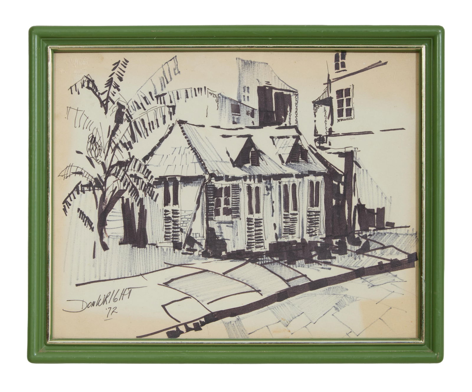 Don Wright (American/Louisiana 1938-2007), "French Quarter Scene," 1972, Sight- H.- 7 1/2 in., W.- 9 (1 of 4)