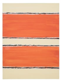 Allen Melton (American/Mississippi, b. 1964), "Untitled: Burnt Orange and Beige Abstract," H.- 48