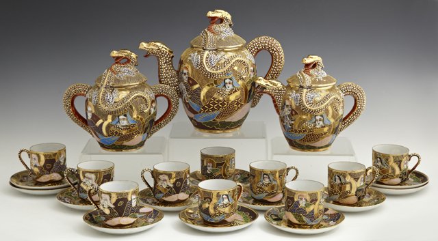 Twenty-Five Piece Satsuma Coffee Set, 20th c., with fig