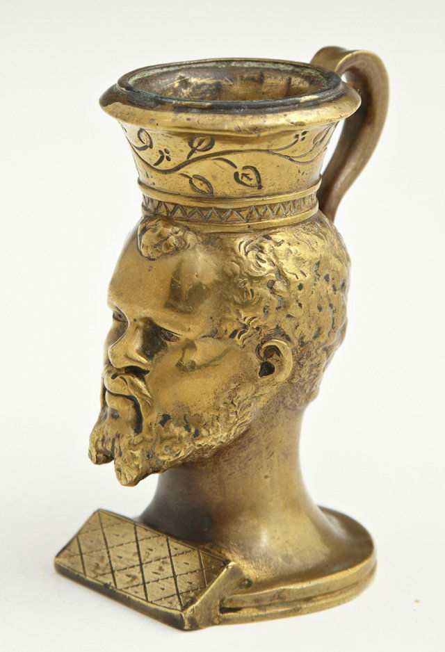 Unusual Gilt Bronze "Negro" Toothpick Holder, 19th c.,: Unusual Gilt Bronze "Negro" Toothpick Holder, 19th c., H.- 3 1/2 in., W.- 2 in., D.- 2 in.