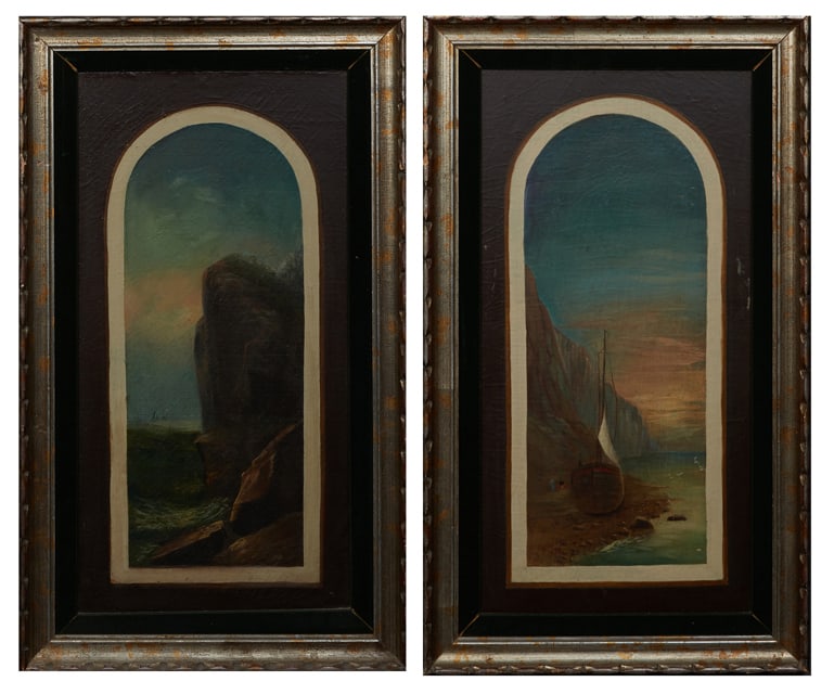 James Fortenbury (American, 1885-1959), "Beached Ship," and "Rocky Cliff," 1879, Each- H.- 27 3/4 (1 of 7)