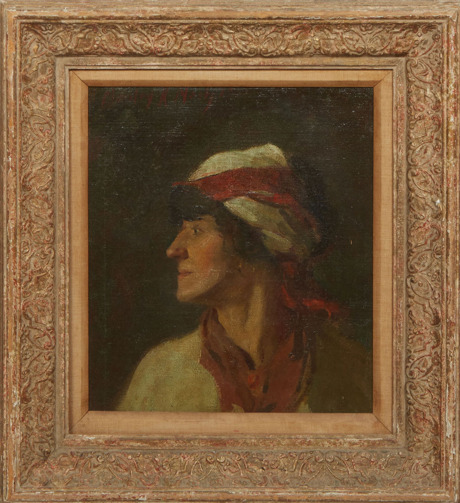 Manley K. Nash (American, 1882-1947), "Portrait of a Woman with Neck and Wrapped Head Scarves," (1 of 4)
