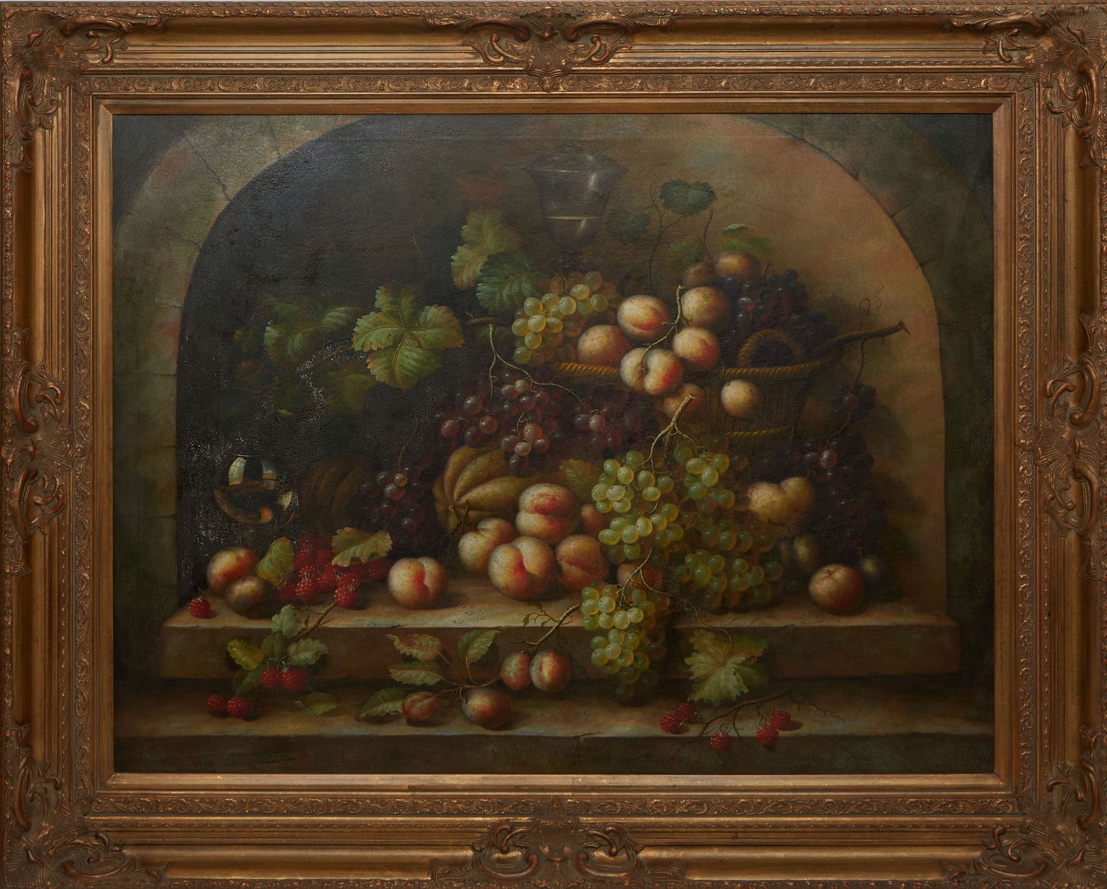 Continental School, "Classical Style Still Life of Fruit," 21st c., H.- 35 1/2 in., W.- 47 5/8 in., (1 of 3)