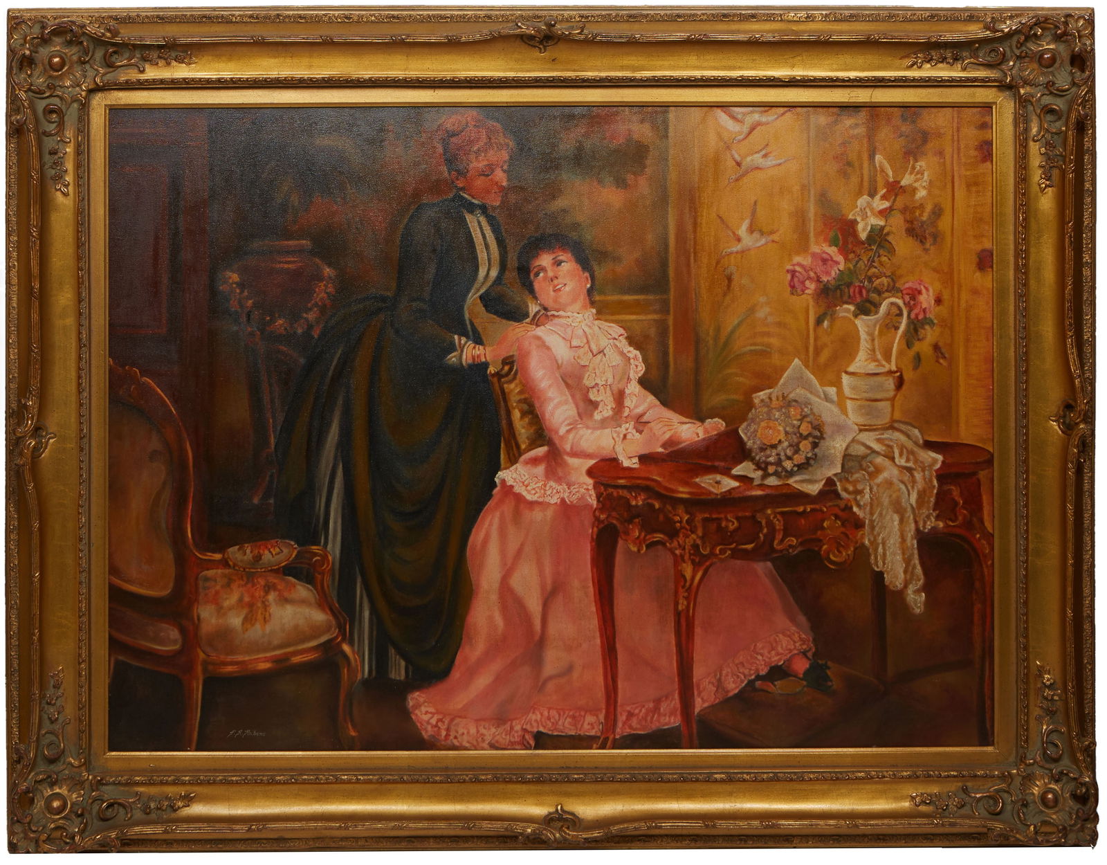 Peter Richard Rubens (American/New Orleans, b. 1950), "Composing an Important Letter," 20th c., H.- (1 of 4)