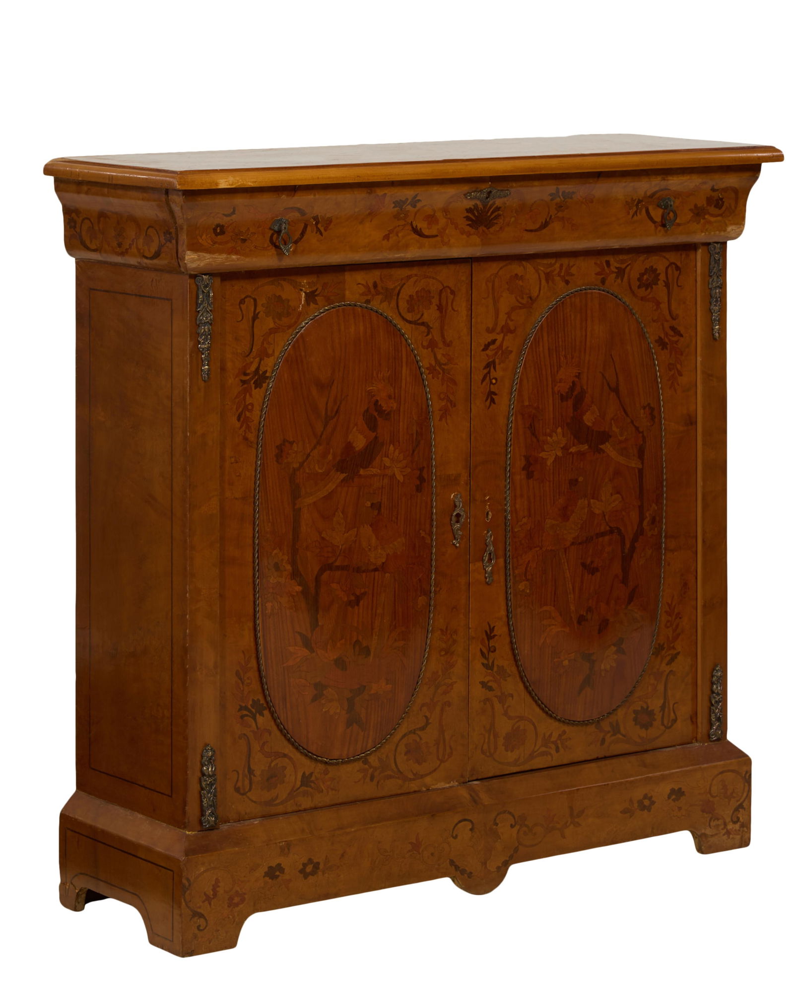 French Napoleon III Style Ormolu Mounted Parquetry Parlor Cabinet, 20th c., H.- 42 1/2 in., W.- 43 (1 of 1)