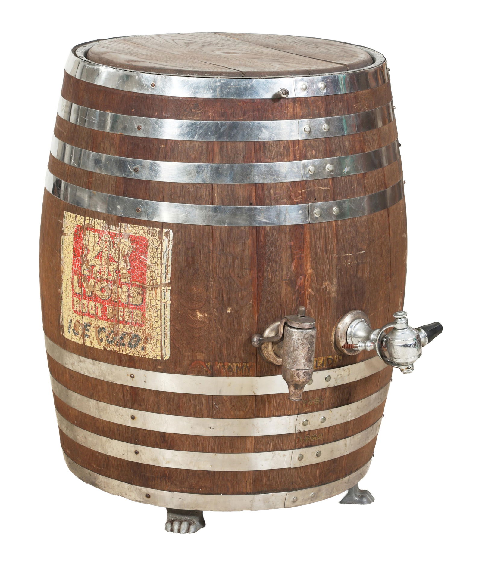 Double Tap Beer Barrel, Rochester, NY, H.- 31 in., Dia.- 23 in. (1 of 3)