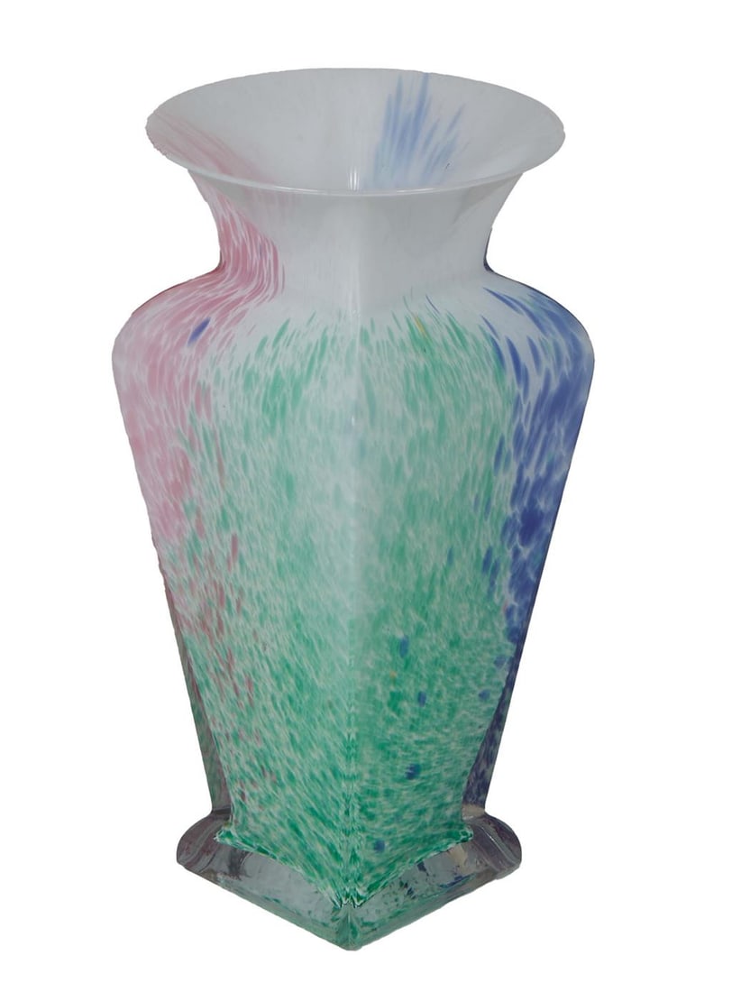 Murano Glass Square Vase, 20th c., H.- 13 in., W.- 5 1/2 in., D.- 5 1/2 in. (1 of 2)